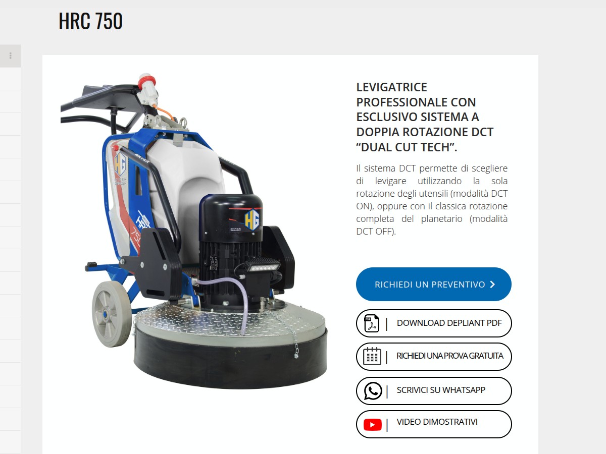 Levigatrice professionale Hyper Grinder HRC : massima superficie di lavoro e tecnologia DCT